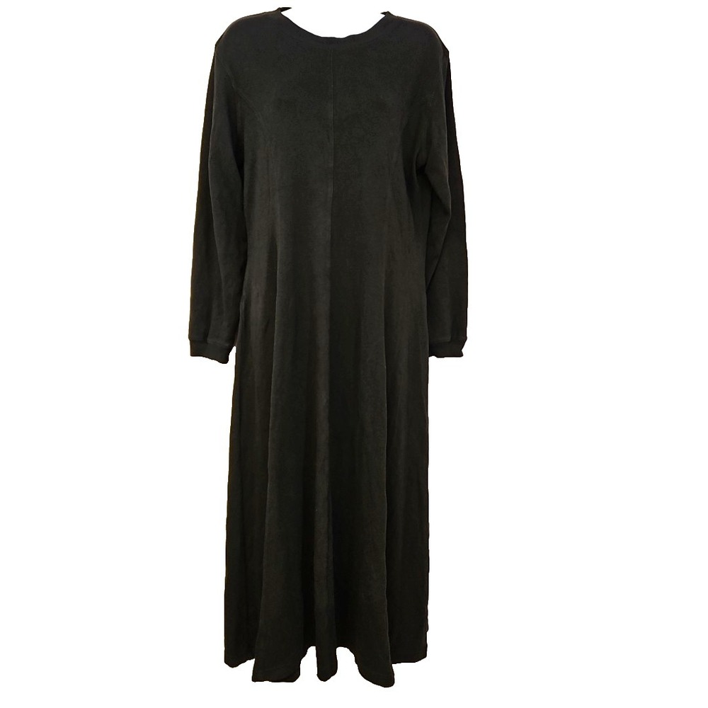 Fads Black Long Sleeve Midi Dress Size L Boho Lagenlook‎ Minimalist Goth
